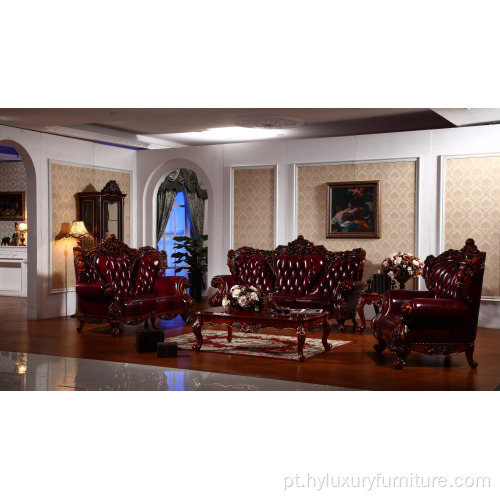 Sofá de sala de estar de couro genuíno de luxo real dubai